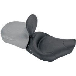 PartzBiz HD MD79102 - Mustang Wide Black Studded Solo Seat w/ Backrest Harley 97-07 FLHR FLHX | 79102