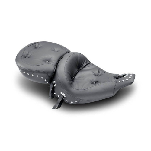 PartzBiz HD: 4400546-Mustang Seats Wide Regal Style Chrome Studded Touring Seat Harley FLHT FLT 91-96 | 75555