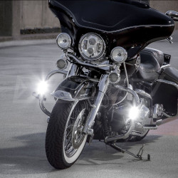 PartzBiz HD XK-XK034014-W - XK Glow Motorcycle LED Highway Bar Lights with White DRL and Amber Turn Signal