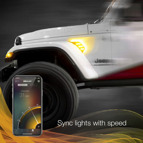 PartzBiz HD: 4400262-XK Glow RGB + Amber Fender Vent Light ไฟเลี้ยวไฟวิ่ง App Jeep JL & JT