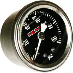 PartzBiz HD 9043 - Feuling 1.5” Black Face Oil Pressure 0-100 Gauge 1/8” NPT Male Back Port Harley