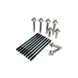 PartzBiz HD 3000 - Feuling 12 Point Cylinder Stud Head Bolt Kit Chrome Black Harley Twin Cam 99-17