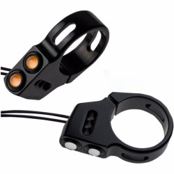 PartzBiz HD 05-200-1B - Joker Machine Black 39mm Fork Mount LED Front Rat Eye Amber Turn Signals Harley
