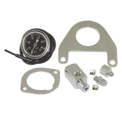 PartzBiz HD 85213 - Chrome Black Face Oil Pressure Gauge Kit Harley Twin Cam Touring Dyna Softail
