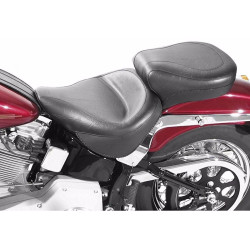 PartzBiz HD 75073 - Mustang 17.5” Wide Touring One-Piece Plain Black Seat 2000-2006 Harley Softail