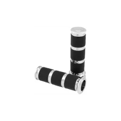 PartzBiz HD 0063-2086-CH - Contour XLS Renthal Wrapped Grips Chrome Cable 1” Pair Harley Big Twin XL 82-20