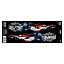 PartzBiz HD 81698 - Harley-Davidson Sticker B&S Flames Stars & Stripes Cg-32509