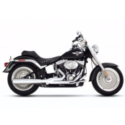 PartzBiz HD 200-0200C - Rinehart 2 Into 1 Chrome Pipe & Tips End Caps Exhaust Harley Softail 1986-2017