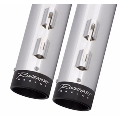 PartzBiz HD: 3441709-2” Inlet Rinehart Chrome 4” Slip-On Black Ends Mufflers Exhaust Harley Touring