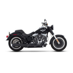 PartzBiz HD 200-0201C - Rinehart 2 Into 1 Black Pipe Chrome Tips End Caps Exhaust Harley Softail 86-2017