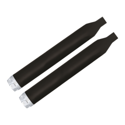 PartzBiz HD 500-0201C-S - Rinehart 3” Black Chrome Scalloped Slip-On Mufflers Exhaust Pipes Harley Softail