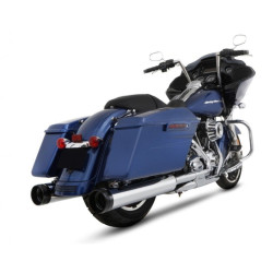 PartzBiz HD 500-0165 - Rinehart 4.5 DBX45 Chrome Black Tip Exhaust Muffler Slip On Harley Touring 95-16