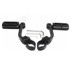 PartzBiz HD MV110 - Rivco Black 5” Highway Footpeg Pegs Mount 1 ¼ Engine Crash Guard Bar Set Pair