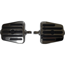 PartzBiz HD MV132 - Rivco Mini Floorboards Chrome Pair Set Rubber Inlays 4” x 4” Male Harley