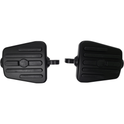 PartzBiz HD MV132MB - Rivco Mini Floorboards Matte Black Pair Set Rubber Inlays 4 x 4” Male Harley