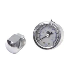 PartzBiz HD 40-9987 - Chrome Rocker Box Shaft End Liquid Oil Pressure Gauge Harley Ironhead Shovelhead